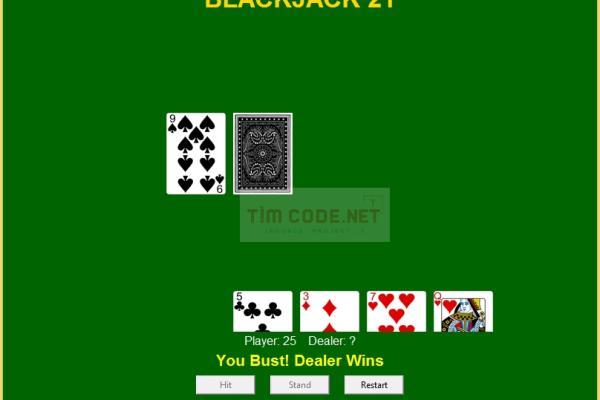 Mã nguồn trò chơi Blackjack 21 sử dụng Tkinter trong Python