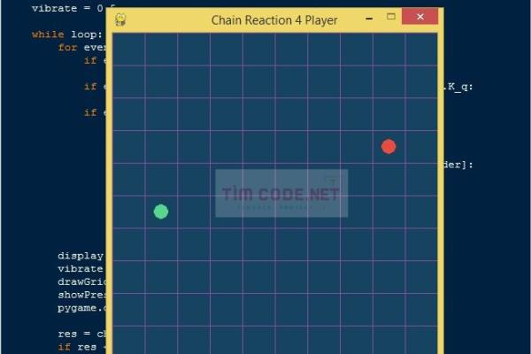 Mã nguồn trò chơi Chain Reaction chế độ 4 người chơi sử dụng Pygame (Python)