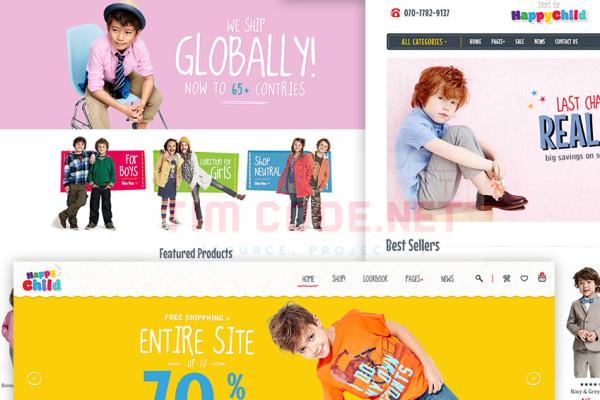 Giao diện website phụ kiện đồ trẻ em hiển thị tốt trên mọi thiết bị dùng cho CMS Wordpress
