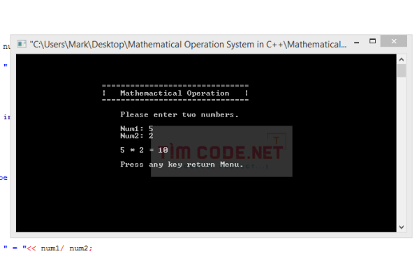 Mã nguồn hệ thống thực hiện các phép toán bằng C++