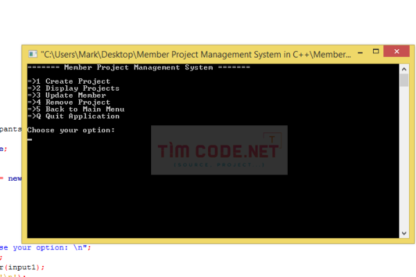 Mã nguồn hệ thống Quản lý Dự án Thành viên bằng C++