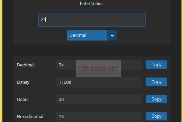 Mã nguồn ứng dụng chuyển đổi hệ thống số sử dụng Tkinter trong Python