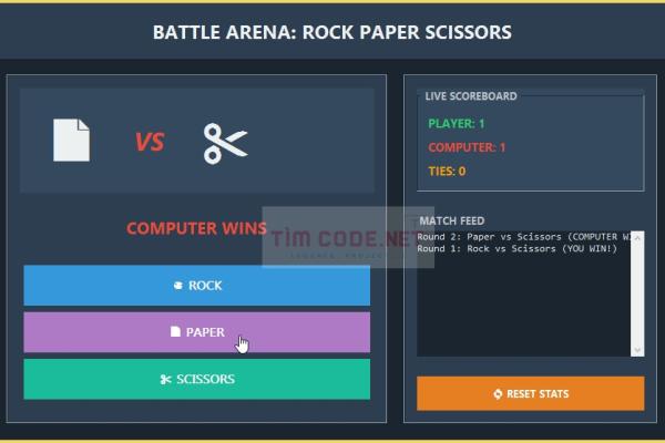 Mã nguồn trò chơi kéo búa bao sử dụng Tkinter trong Python