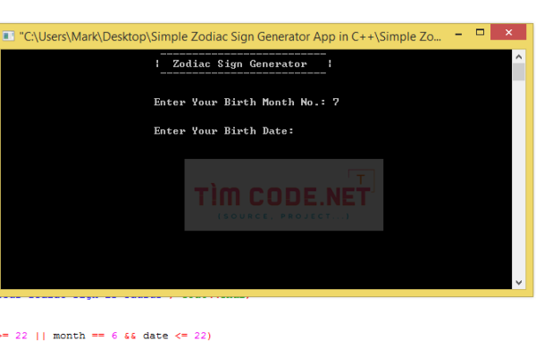 Mã nguồn ứng dụng tạo cung hoàng đạo đơn giản bằng C++