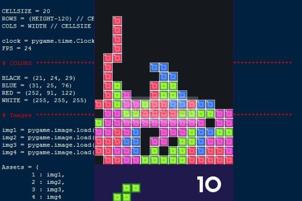 Mã nguồn trò chơi xếp gạch Tetris sử dụng Pygame trong Python