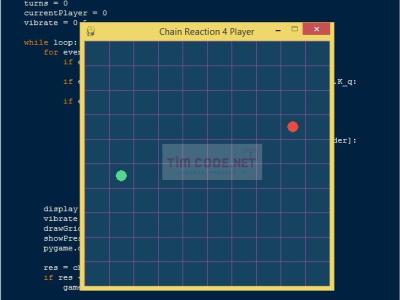 Mã nguồn trò chơi Chain Reaction chế độ 4 người chơi sử dụng Pygame (Python)