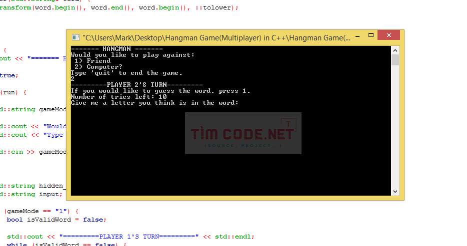 Hangman Game(Multiplayer) in C++ 1.png