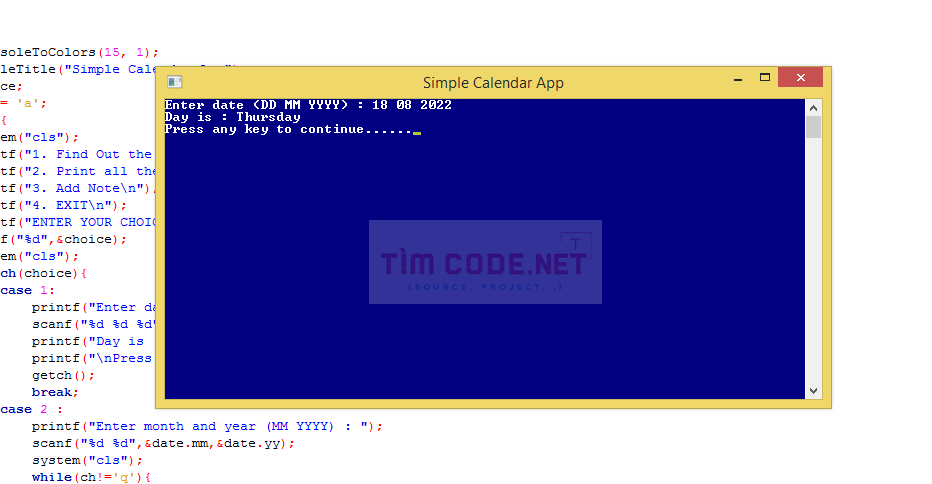 Simple Calendar App in C++ 2.png
