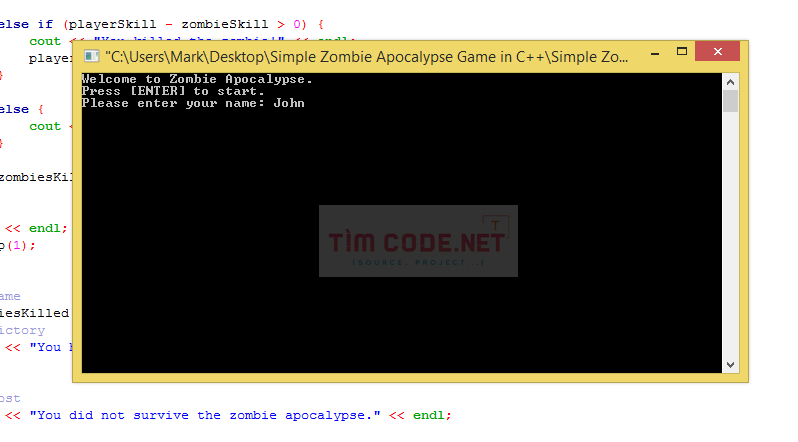 Simple Zombie Apocalypse Game in C++ 1.png