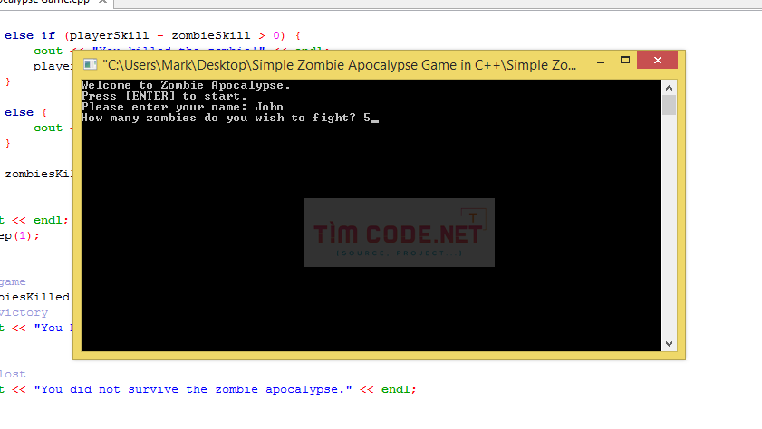 Simple Zombie Apocalypse Game in C++ 2.png