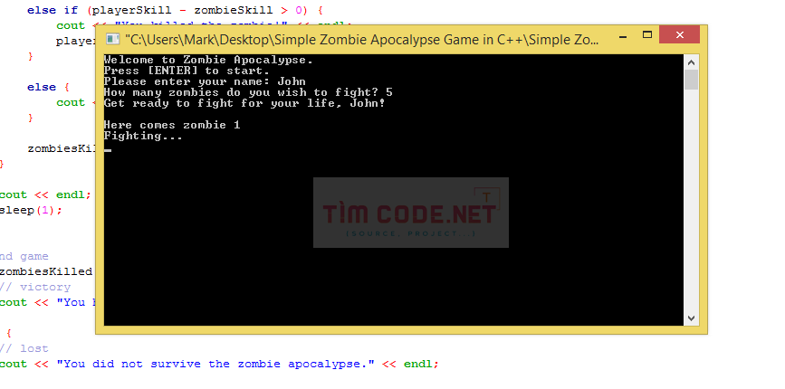 Simple Zombie Apocalypse Game in C++ 3.png