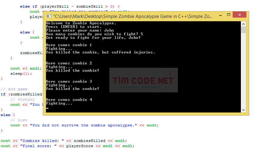 Simple Zombie Apocalypse Game in C++ 4.png