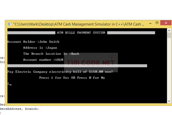 Mã nguồn miễn phí mô phỏng quản lý tiền mặt ATM bằng C++