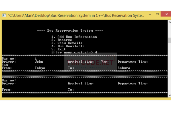 Mã nguồn miễn phí hệ thống đặt vé xe buýt bằng C++