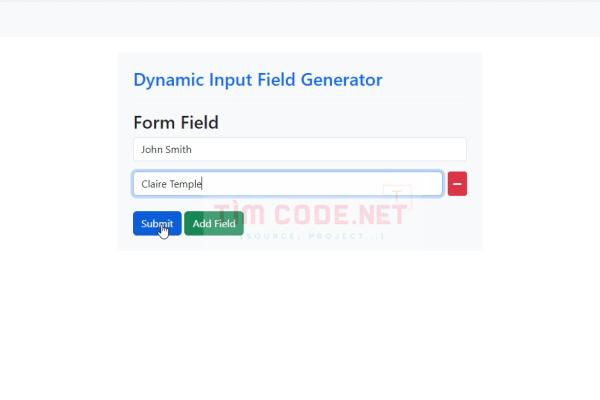 Mã nguồn tạo trường nhập liệu động sử dụng HTML, Bootstrap 5, MySQLi và PHP