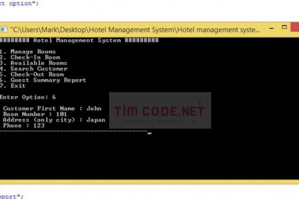Mã nguồn hệ thống Quản lý Khách sạn sử dụng C++
