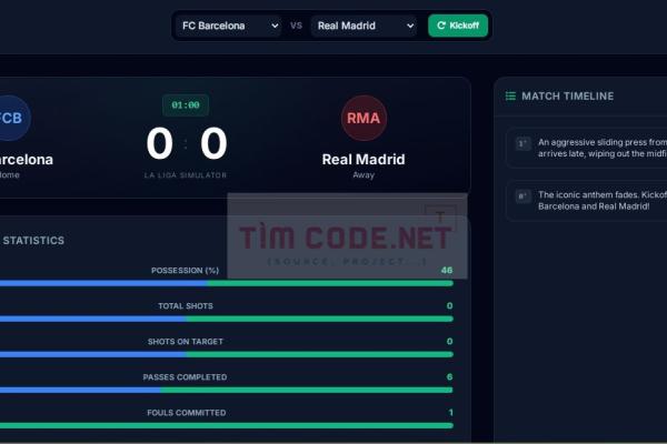Mã nguồn phân tích bóng đá trực tiếp sử dụng HTML, CSS và JavaScript