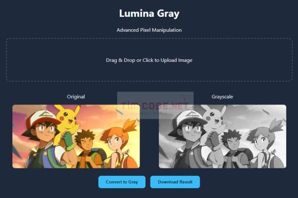 Mã nguồn ứng dụng Lumina Gray sử dụng HTML, CSS và JavaScript