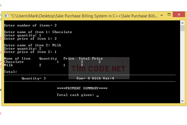 Mã nguồn miễn phí hệ thống tính tiền mua bán đơn giản bằng C++