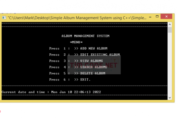 Mã nguồn hệ thống quản lý album đơn giản sử dụng C++