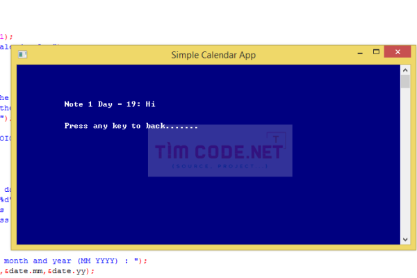 Mã nguồn miễn phí ứng dụng lịch đơn giản bằng C++