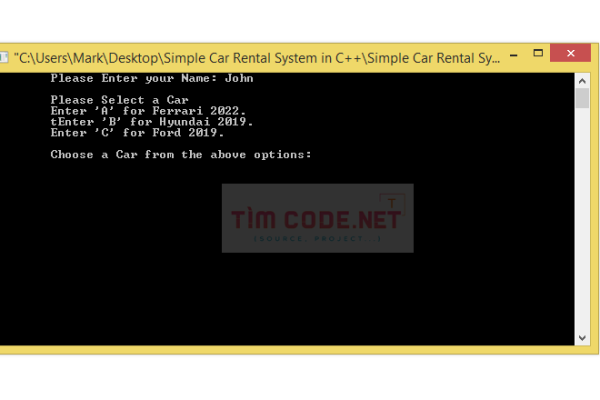 Mã nguồn miễn phí hệ thống cho thuê xe đơn giản bằng C++