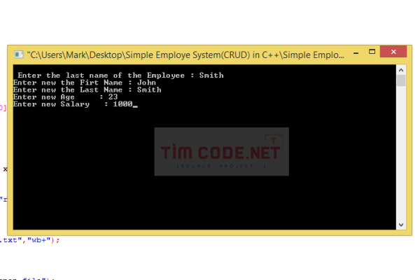 Mã nguồn miễn phí hệ thống quản lý nhân viên đơn giản (CRUD) bằng C++