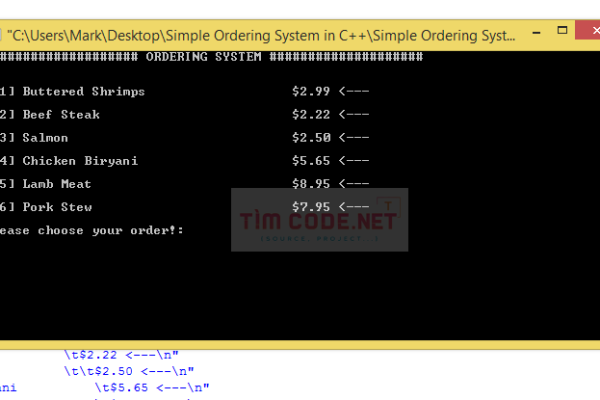 Mã nguồn miễn phí hệ thống đặt hàng đơn giản bằng C++