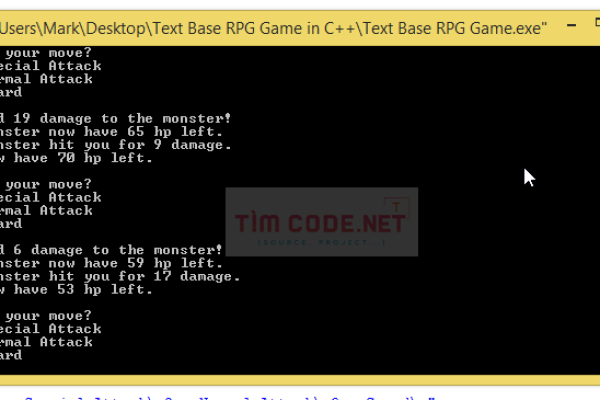 Mã nguồn miễn phí cho trò chơi nhập vai (RPG) dạng văn bản đơn giản bằng C++
