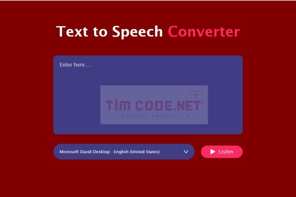 Mã nguồn ứng dụng chuyển đổi văn bản thành giọng nói sử dụng HTML, CSS và JavaScript