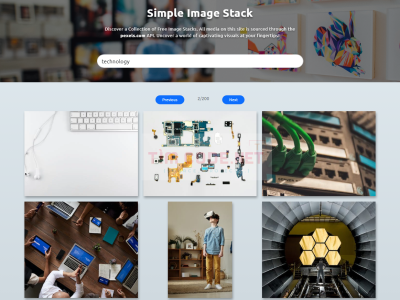 Mã nguồn trang web hiển thị chồng ảnh đơn giản sử dụng PHP và API